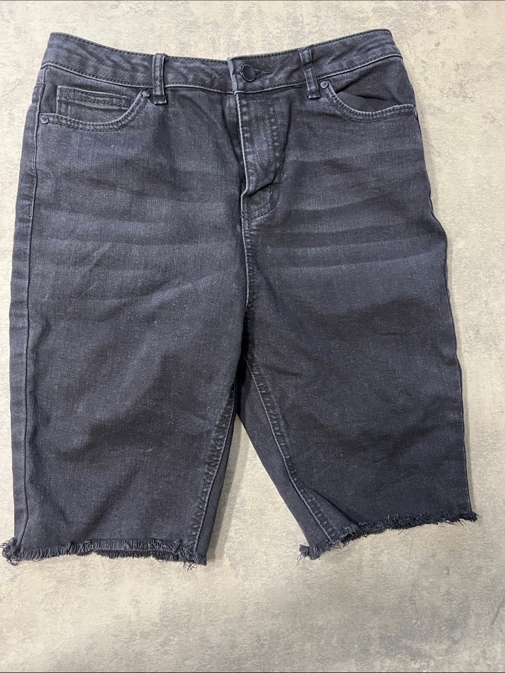 Urban Planet Black Frayed Hem Denim Bermuda Shorts